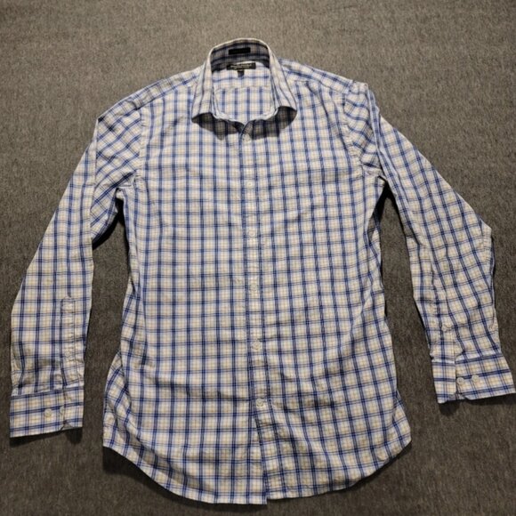 Banana Republic Blue and White Checkered Casual Button Down Shirt - Picture 1 of 12